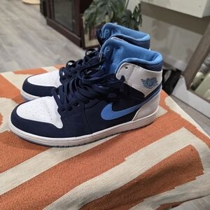Jordan 1 High-Top Sneakers - Dark Blue and Sky Blue (Good Condition)